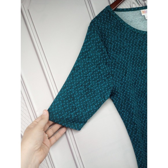 NWT LuLaRoe Dress SZ M Sheath Stretch Julia Style Turquoise 3/4 Sleeves Knee Len - Picture 6 of 16